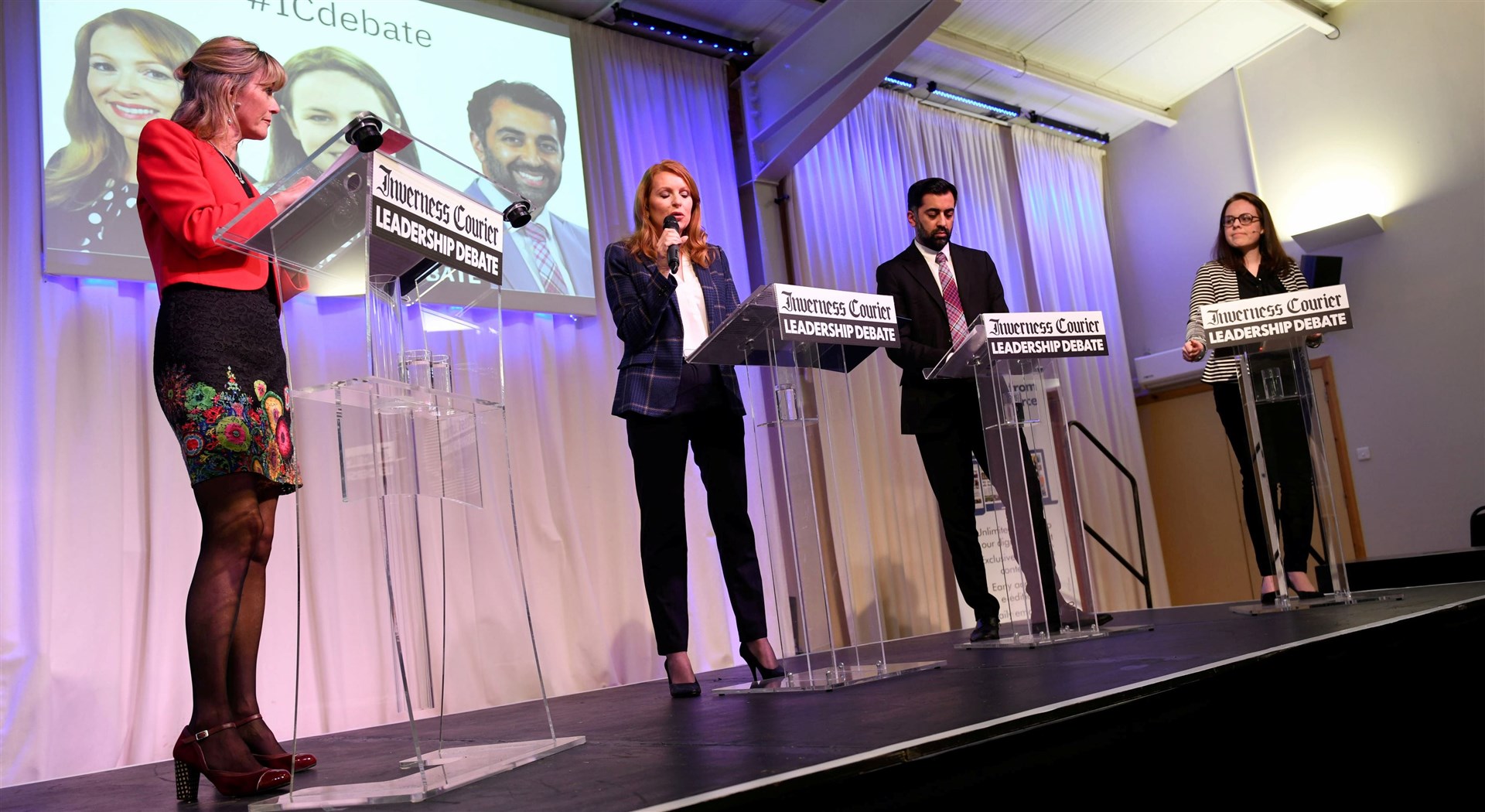 Nicky Marr, Ash Regan, Humza Yousaf and Kate Forbes at The Inverness Courier Leadership Debate. Picture: Callum Mackay