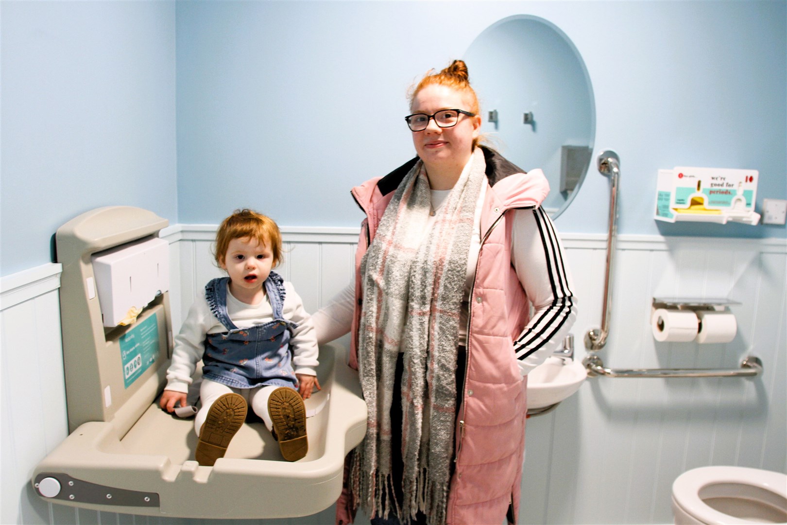 ME FIRST! 19 month old Ava Gordon was first to try out the baby changing facilities with Mum (Youth Development Officer) Rachel Harold.