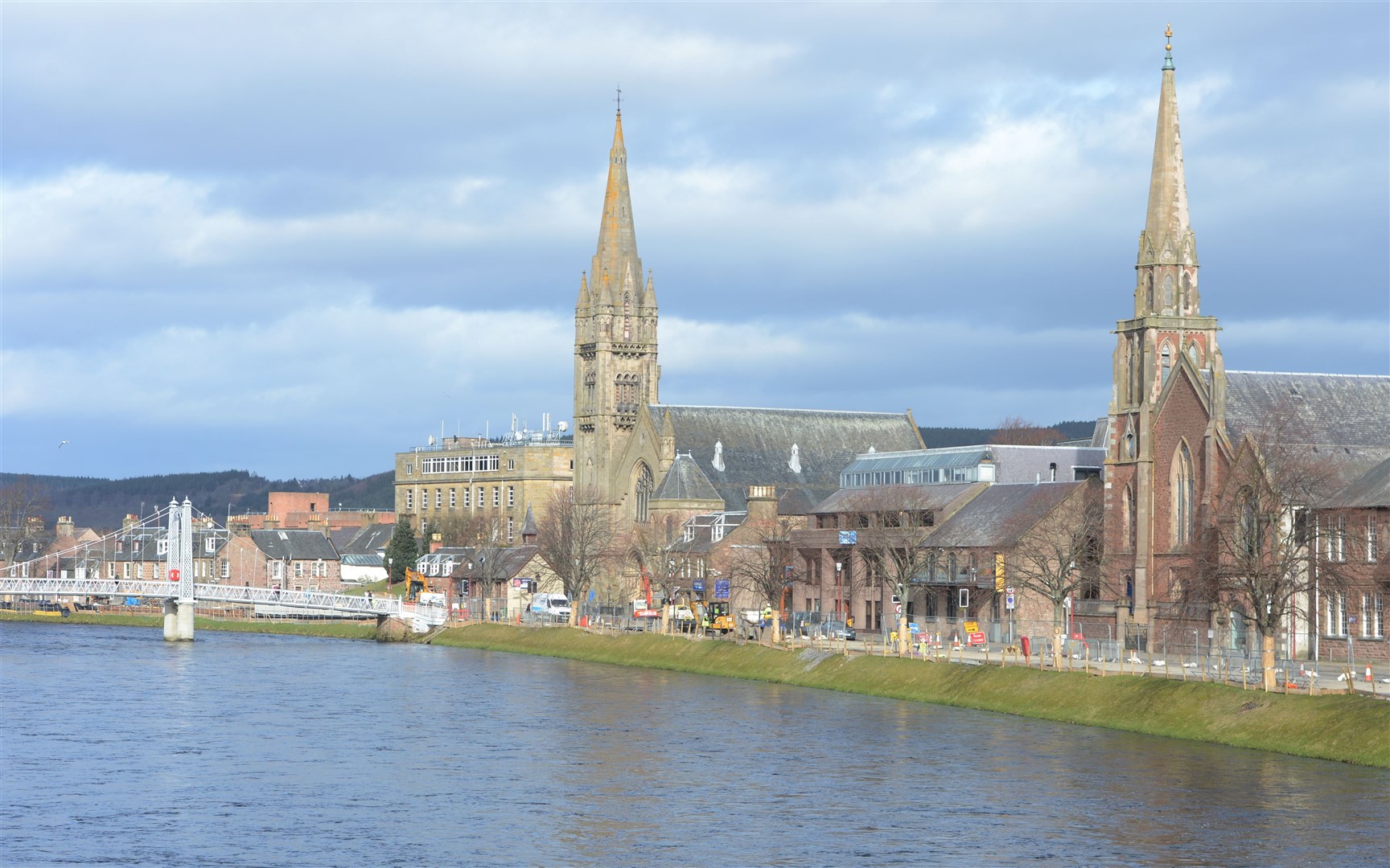 The River Ness with the Junction Church to the right and the Free Church to the left. Picture: Alison White.